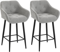 HOMCOM Set de 2 taburete de bar, scaune de bar tapițate în chenille, șezut lat 67H cm, spătar și suport pentru picioare, gri | Aosom Romania (83A-616V00GY)