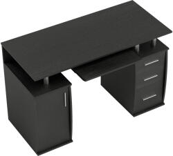 HomCom Birou pentru calculator 120 x 55 cm cu raft glisant pentru tastatură, 3 sertare, pentru dormitor, acasă, negru | Aosom Romania (836-431V80BK)