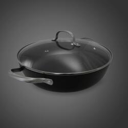OTI 30 cm méretű, üveg fedelű, méhsejt mintás öntöttvas lábas, 4, 5 literes űrtartalommal (OTI0016)