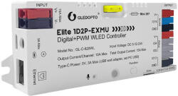 Gledopto Elite 1D2P-EXMU Digital + PWM WLED Controller - három csatornás led vezérlő, 1×RGBIC + 2×PWMLED, mikrofonnal, USB-C, ESP32, Wi-Fi, Ethernet (GL-C-620WL) (GL-C-620WL) - okosotthon