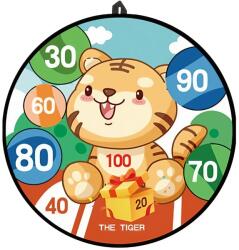 Flippy Darts játék gyerekeknek, összecsukható tábla 36, 5 cm, 8 tépőzáras golyó/egyszerű mérleg, 2 világító golyó, tigris mintás, narancs (126112)