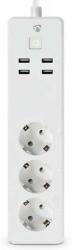 Nedis Prize inteligente Nedis SmartLife cu 3 prize si 4 USB, 3680 W, 1.80 m, alba (31801217)