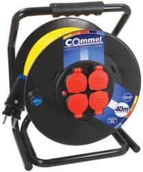 Commel Extensie bobină Commel - N07V3V3-F 3G2.5mm2, 4 shuko, 3500W, 40 m, galben (200-363)