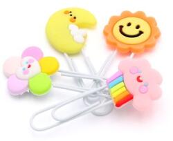 JUNIOR Clemă/semn de carte decorativ Floare & Soare & Lună & Nor 7 cm (set de 4 buc) Agrafa