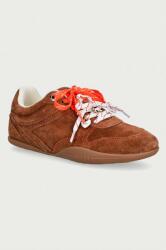 GUESS BESAR2 sneakers pentru femei din piele întoarsă 9BY2-OBDUY8_82X (FLFBE2.SUE12.TAN)