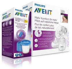 Philips Pompă de sân manuală Natural si cupă VIA cadou - 180 ml (123B71)