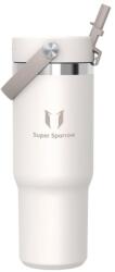 Super Sparrow Twistpath rozsdamentes acél termoszpalack Flex szívószálas fedéllel - 900 ml, BPA-mentes, szivárgásmentes, autós pohártartóval