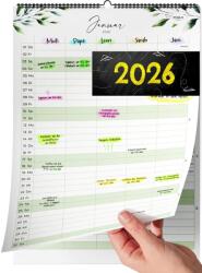 Milula Studios Családi Naptár 2026 - Fali Naptár 5 Oszloppal, A4 (21x31 cm), Jan-Dec 2026, Iskolai és Születésnapi Időpontok