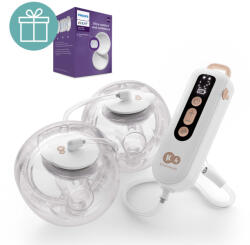 KinderKraft Kézi mellszívó Double Hands-free Gentle Flow Gold + Philips AVENT Melltartóbetétek 100db - vital24