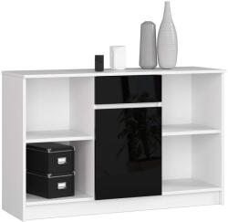  COMODĂ B-17 120 cm 1 SERTAR 1 UȘĂ PK ALBĂ / NEGRU LUCIOASĂ Comoda