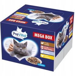 PreVital Teljes értékű macskaeledel Tasakokban macskáknak Mix szószban 100g x24