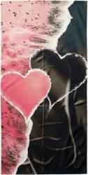  Prosop de plaja cu uscare rapida SEA OF HEARTS roz-negru 70 x 140 cm, 100% microfibra Prosop