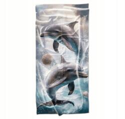  Prosop de plaja cu uscare rapida DOLPHINS albastru 70 x 140 cm, 100% microfibra Prosop