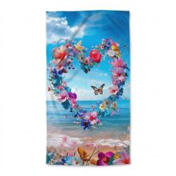  Prosop de plaja cu uscare rapida FLOWER LOVE colorat 70 x 140 cm, 100% microfibra Prosop