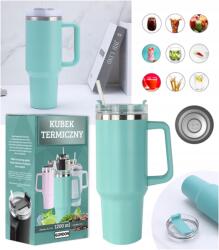  Thermo Bögre Szívószállal Teás termosz 1200 ML Türkiz XXL (USA)