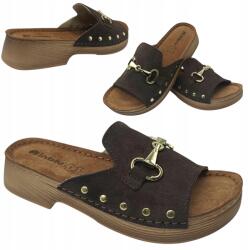Inblu Női Bőr Flip-flop papucs 37 Platform Bebújós Velúr Inblu Barna (Inblu TF-2KU-043)