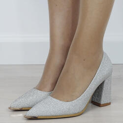 Ideal Shoes Pantofi eleganti argintii cu sclipici D-1278 01 (D-1278SILVER-39)