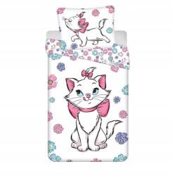 Jerry Fabrics Pamut ágyneműhuzat 140x200 Marie Cat macska fehér színes párnahuzat 70x90 Jf (01205-MARIECFLORA)