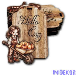  Cikornyás fa biléta - KISLÁNY hello ősz 3, 7x6, 9cm 5db/csomag