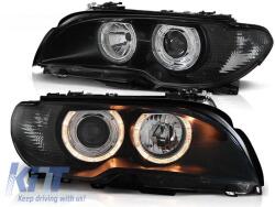  Tuning fényszóró szett halogén angel eyes karikákkal BMW 3 E46 04.1999-03.2003 coupe/cabriolet, bal és jobb (ABBMHX6010412)