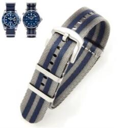  Curea Universală Nylon - 22 mm - Gri și Bleumarin - Compatibilă OMEGA, Rolex, Tudor, Hamilton, SEIKO (5672)