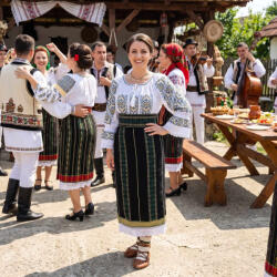 Ie traditionala Costum popular format din catrinta , brau si ie - Andromeda