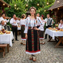 Ie traditionala Costum popular format din catrinta , brau si ie - Isadora
