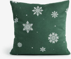 Goldea față de pernă flanel - fulgi de zăpadă pe verde 40 x 60 cm