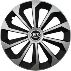 AutoHelix MSA Set 4 Capace Roti 15 inchi (R15) Fame Gri-Negru, Compatibile Cu Kia (1936)