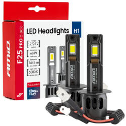 AMiO Set becuri LED Seria F25 PRO NEGRE FULL CANBUS H1 68W 12V 24V AMIO-04717 (AX_04717)