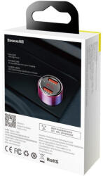 AMiO Incarcator de masina, Baseus Magic, 2x USB, 3.0, 45W, roșu-albastru (AX_BAS29323)