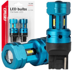 AMiO Set Becuri LED CANBUS T20 7440 W21W 4SMD 1860 Alb 12V 24V AMIO-04254 (AX_04254)