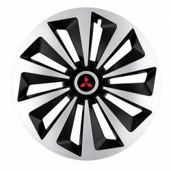AutoHelix MSA Set 4 capace roti Fox Gri-Negru R15 Compatibil Cu Mitsubishi (6193)
