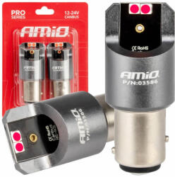 AMiO Set becuri CANBUS PRO BAY15D P21/5W becuri LED 4x3030 SMD rosu 12V 24V AMIO-03586 (AX_03586)