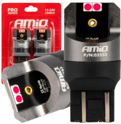 AMiO Becuri T10 CANBUS seria PRO W21/5W 4x3030 SMD Roșu 12V 24V AMIO-03592 (AX_03592)