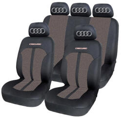 AutoHelix MSA Set Huse Scaune Universale Premium Carguard Personalizate cu Audi- Negru/Bej (HLXbej-1)