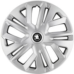 AutoHelix MSA Set 4 Capace Roti 14 inchi (R14) Raven Gri, pentru Skoda Alb Negru (20223)