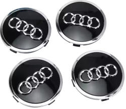 AutoHelix MSA Set 4 Capac Janta Aliaj Audi 61mm Negre Cu Rama Argintie (AUD61MMN)