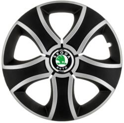 AutoHelix MSA Set 4 Capace Roti 15 inchi (R15) Bis Gri-Negru, Compatibile Cu Skoda (3238)