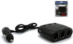 Olesson Încărcător Auto Olesson 1677, Auto Splitter cu 3 Prize și 2 Porturi USB (AX_1677)