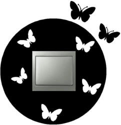 Orafol Sticker decorativ perete, ORAFOL, Sticker intrerupator rotund cu fluturasi , 25x25 cm (5902211920183-3655)