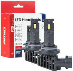 AMiO Set becuri LED Serie F25 ARGINTII FULL CANBUS HIR2 9012 54W 12V 24V AMIO-04708 (AX_04708)