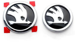 AutoHelix MSA Set 2 embleme capota 90mm si portbagaj 80 mm, pentru Skoda Octavia Superb Fabia Rapid Kodiaq, negru/crom (8300001007346)