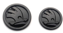 AutoHelix MSA Set doua embleme capota/portbagaj pentru Skoda Octavia Superb Fabia Rapid Kodiaq 80mm 90mm negru lucios (skodaset2)