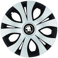 AutoHelix MSA Set 4 Capace Roti Top Gri-Negru R14, Compatibil Cu Skoda Nou Alb-Negru (20185)