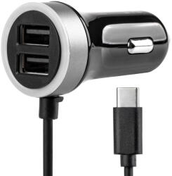 AMiO Incarcator Auto, 12/24V, cablu USB tip C + 2 x USB 2.4A (AX_02058)