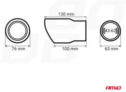AMiO Ornament toba eșapament, universal, oțel inoxidabil, cromat, 43 - 62 mm (AX_02197)