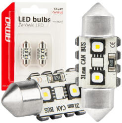 AMiO Becuri LED CANBUS Festoon C5W 2SMD 3838 31mm Alb 12V 24V AMIO-04247 (AX_04247)