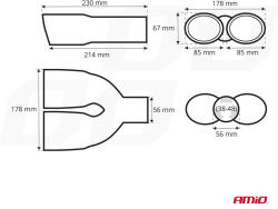 AMiO Ornament toba eșapament, universal, oțel inoxidabil, cromat, 38 - 48 mm (AX_01310)