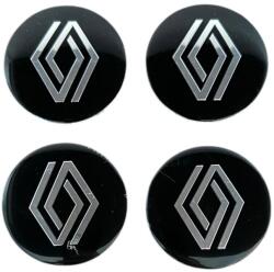 AutoHelix MSA Set 4 embleme stickere Compatibile cu Renault model nou din tabla (aluminiu), autoadezive, 56mm, pentru capace roti, Negru (maf3431)